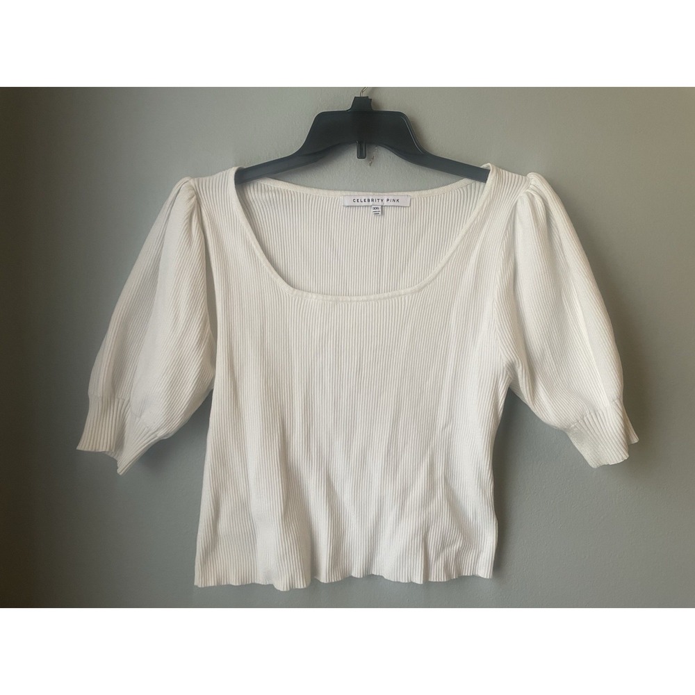 Celebrity Pink Ribbed Cropped Sweater ivory XXL‎